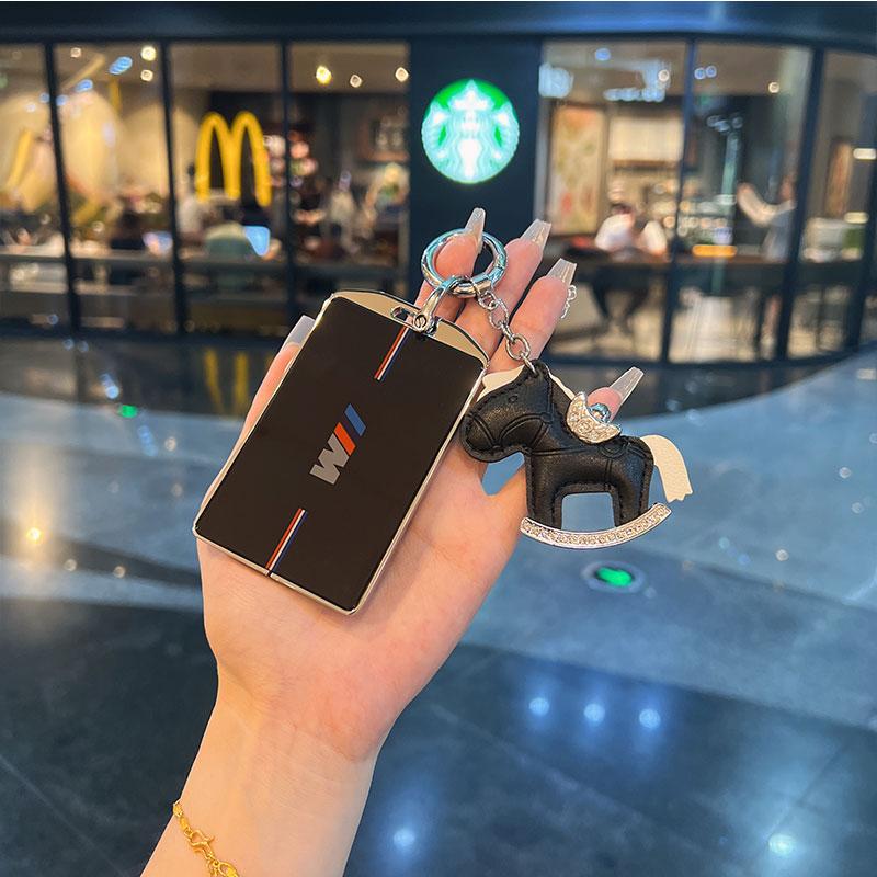 BMW 카드키 케이스 X5L X5 X6 X7 메탈 키홀더 화이트+핑크 포니 - 상세 이미지 4