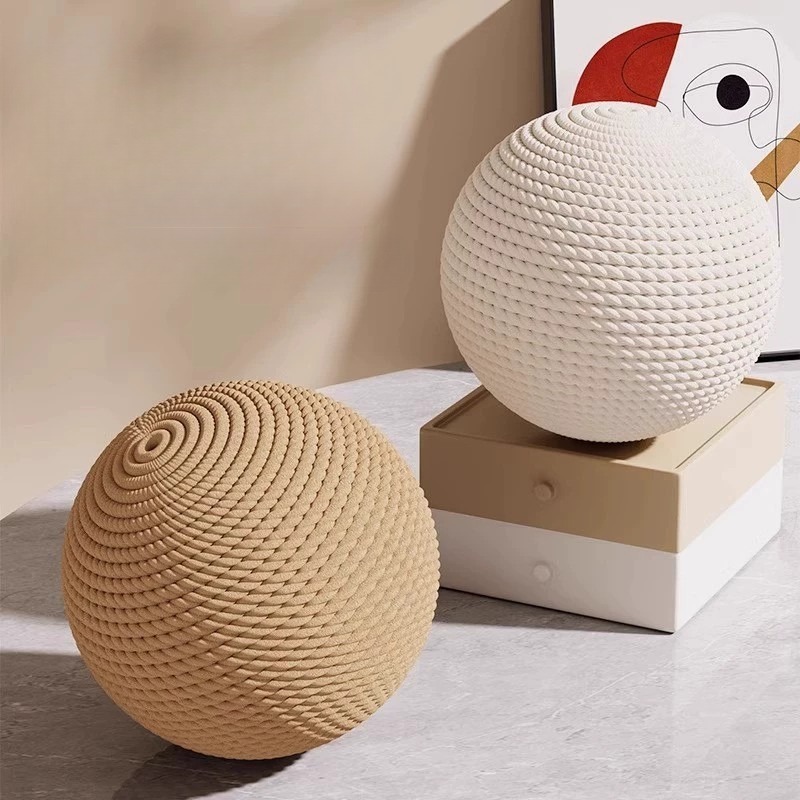 모브릭 고양이 스크래쳐 삼베 원형 볼 8cm 화이트 직경 8CM - 상세 이미지 2