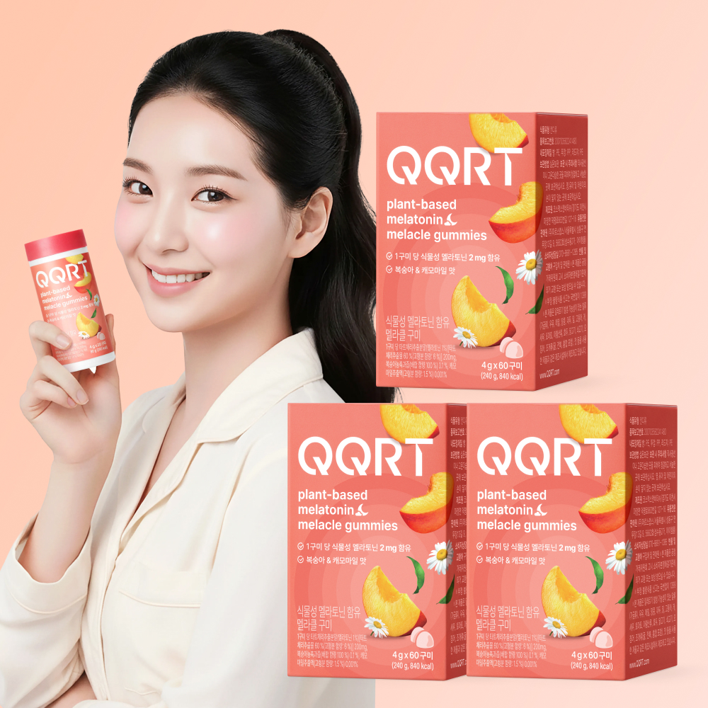 QQRT 식물성 멜라토닌 2mg 효과 젤리 미국 멜라토닌 복숭아맛 멜라클구미 60정 3박스 - 메인 이미지