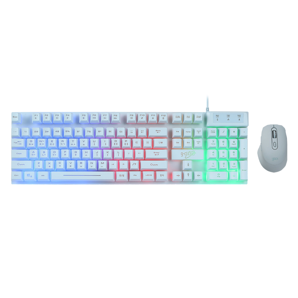지클릭커 GMK-3000 LED 유선 풀배열 키보드 무선마우스 세트 핑크 - 상세 이미지 5
