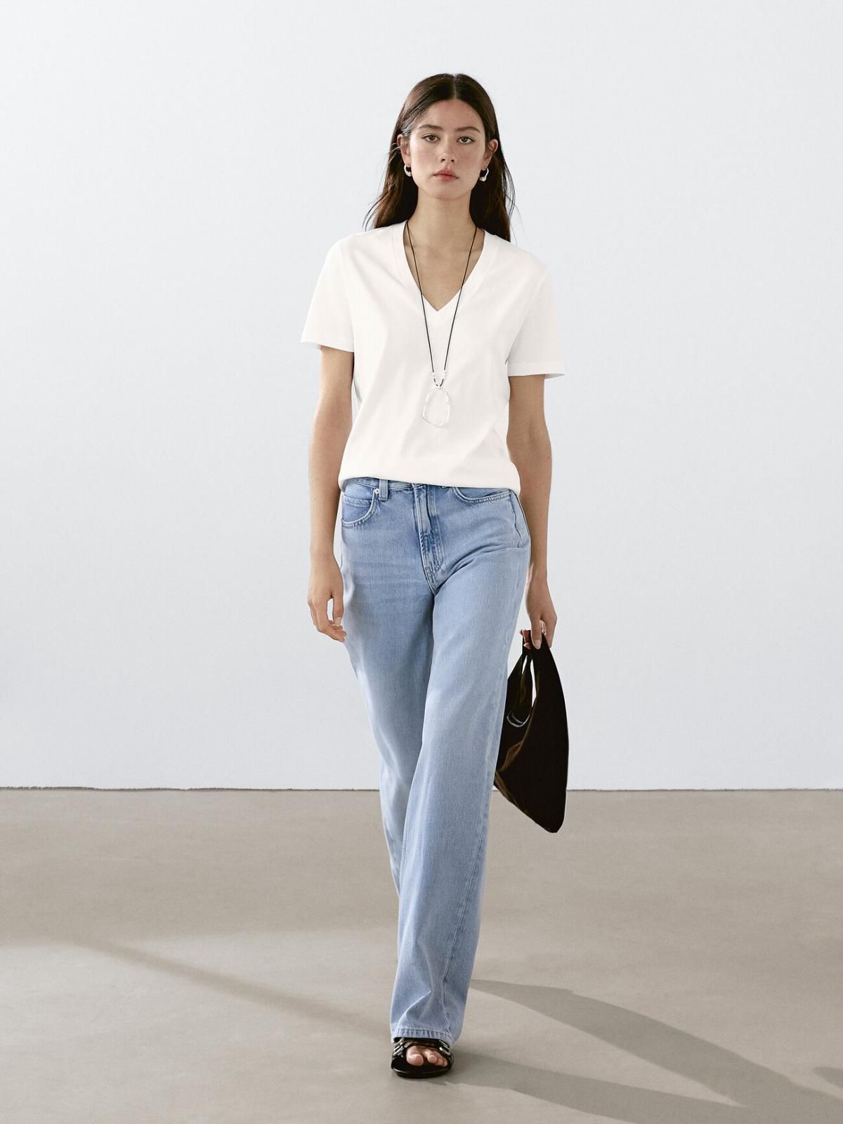 마시모두띠 베이직 100COTTON 브이넥 반팔 티셔츠 6834/542 WHITE - 상세 이미지 2