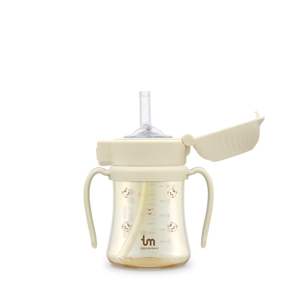 [토비앤몰리] 아기 유아 어린이집 원터치락 이유식 자기주도 빨대컵 돗람이 바닐라 180ml 280ml