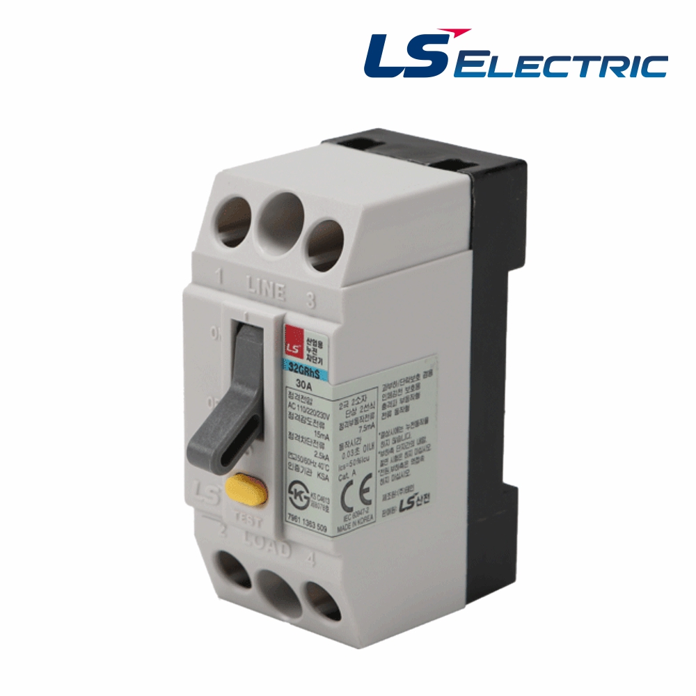 LS 산업용 누전차단기 32GRhs 2P 30A 2.5kA 고감도(소) LS일렉트릭 - 상품 이미지