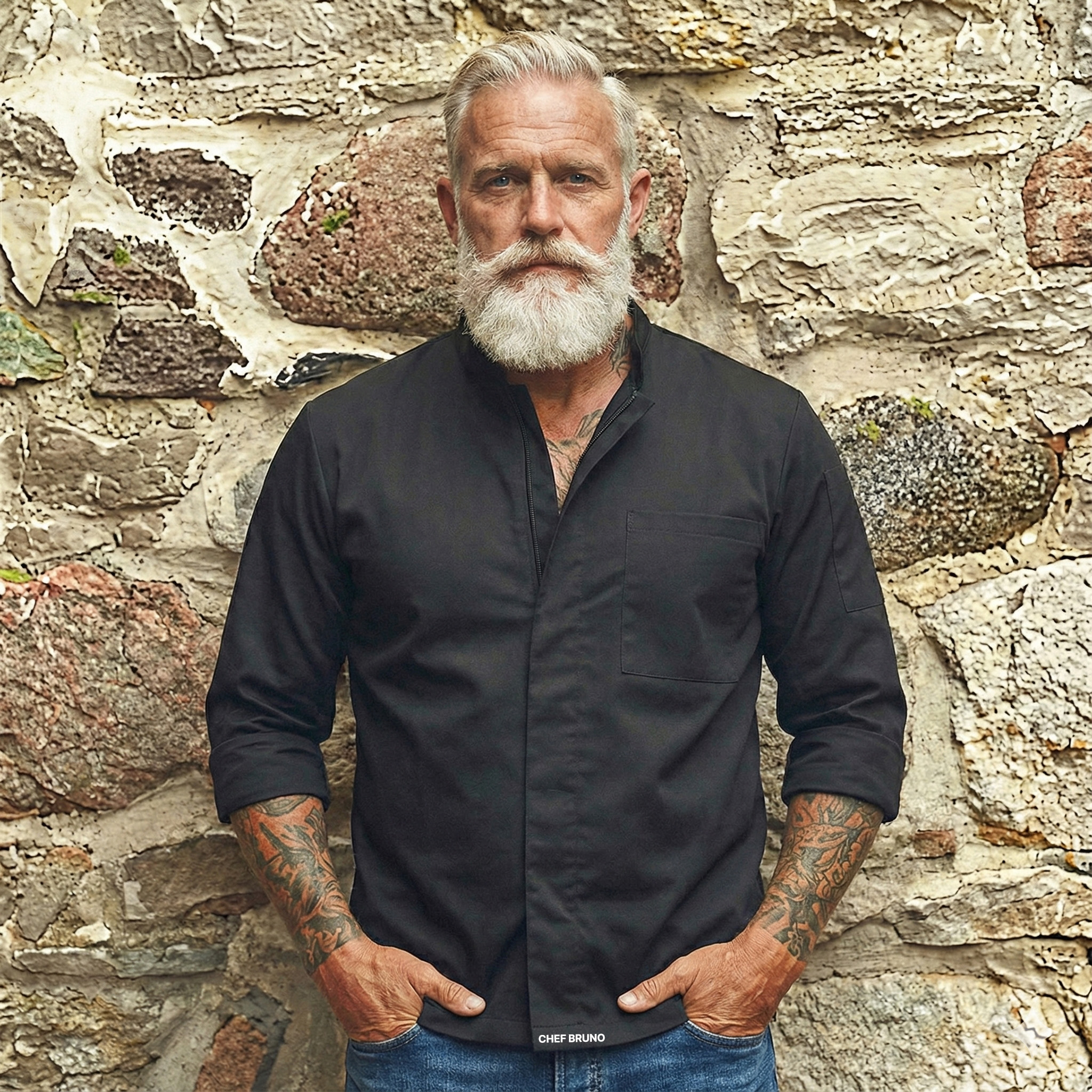 셰프브루노 셔츠형 지퍼 칠부 조리복 제과제빵 일식 조리사복 쉐프복 주방유니폼 제품 이미지