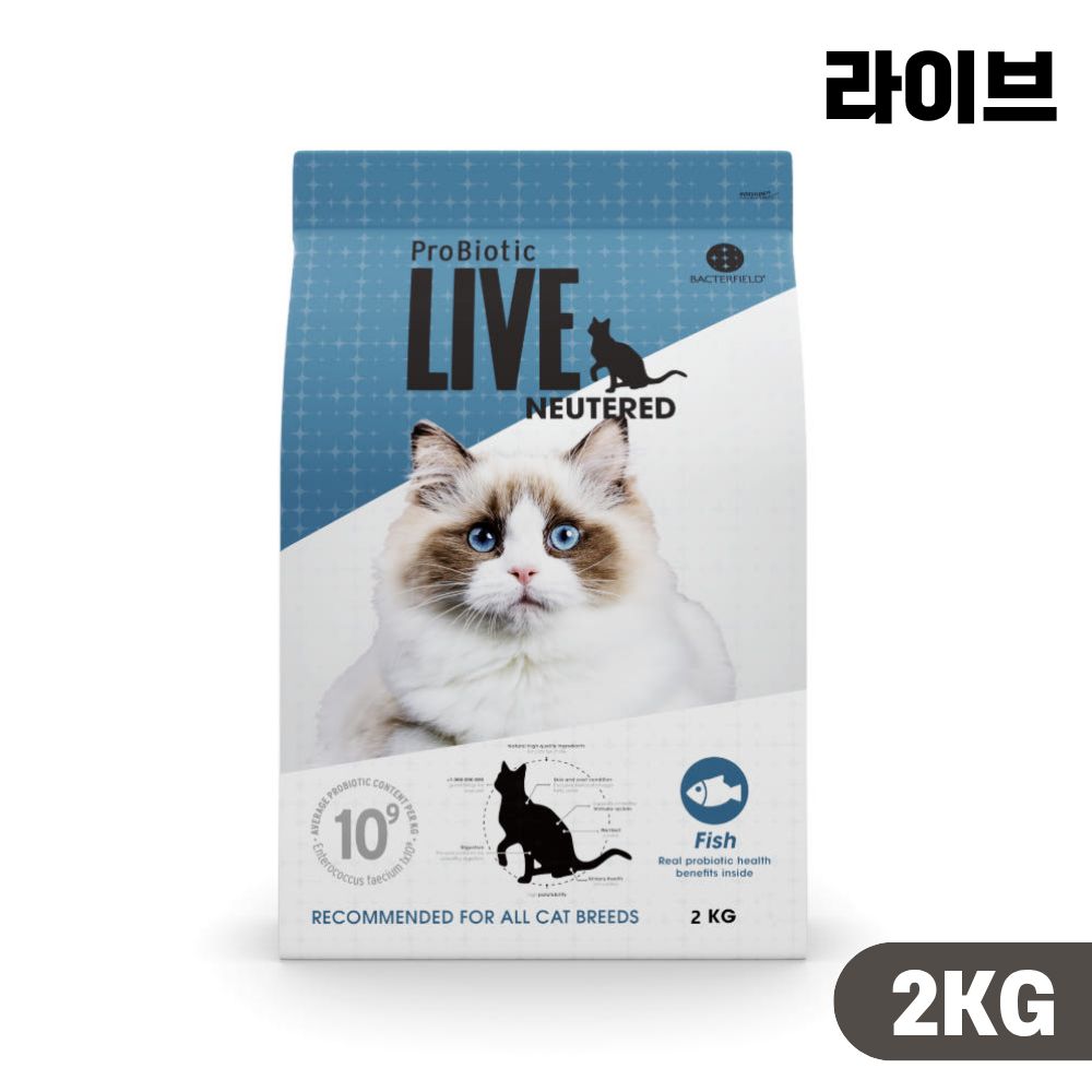 프로바이오틱 라이브 고양이 유산균 사료 성묘용 중성화 생선, 2kg, 1개 - 메인 이미지