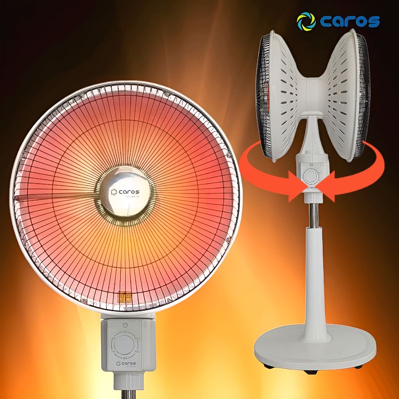 캐로스 선풍기형 히터 전기난로 온열기 난방기 사무실 업소용 양면 하이라이트 2구 열선풍기