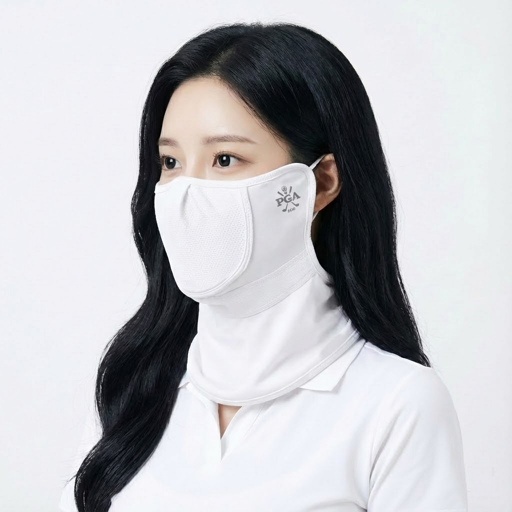 PGA 103 골프 마스크 남녀공용 덮개형 UV차단 자외선차단 파크골프 화이트 - 상품 이미지