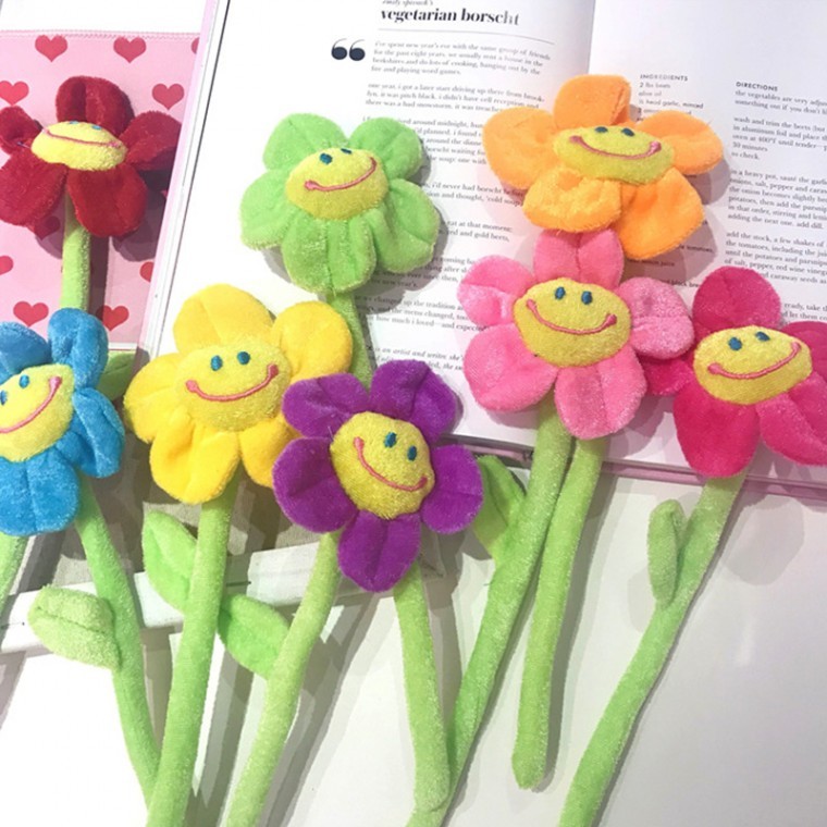 꽃인형 스마일꽃 해바라기 장미 꽃다발 인형 32cm RD-11693 - 상품 이미지