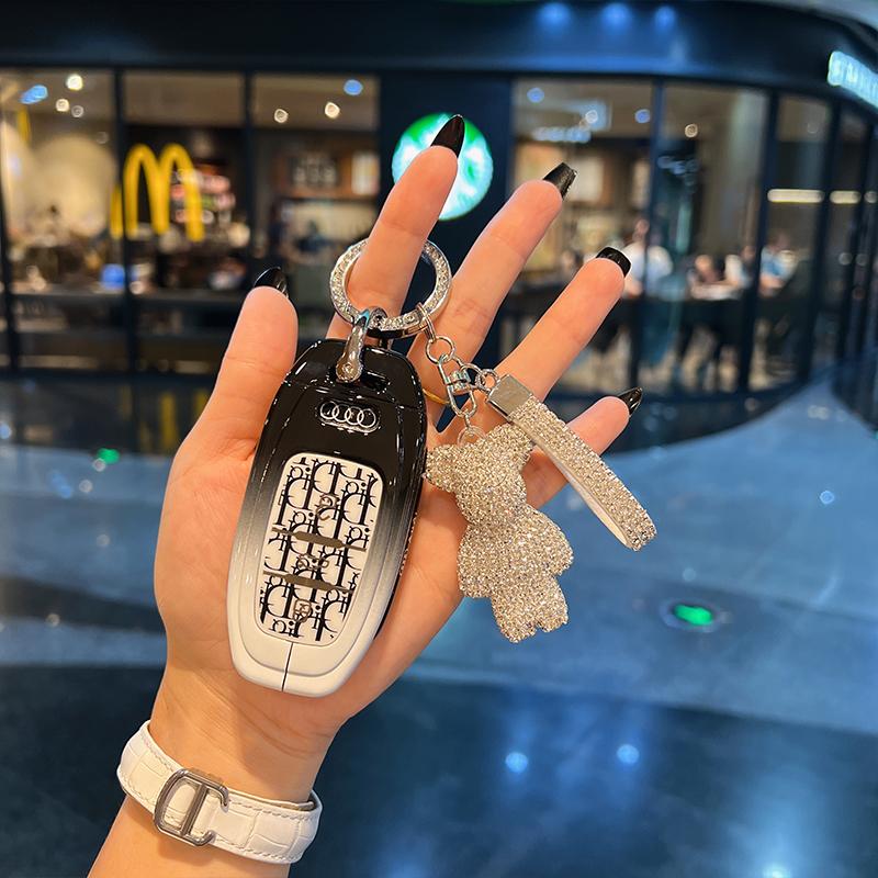 메탈 키홀더 A6L A8L A7 A4 A5 Q5 S5 S6 차량용 +라이트 럭셔리 실버 비즈 - 상세 이미지 3