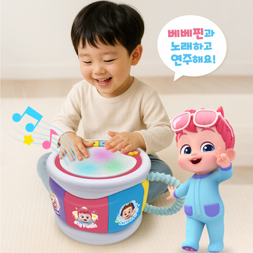 핑크퐁 베베핀 드럼 장난감 악기 놀이 음악 유아 멜로디 완구 크리스마스 선물 스티커세트 - 상세 이미지 4
