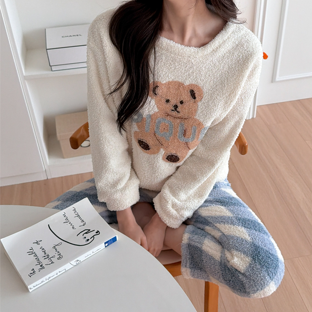 [M~XL]테리 곰돌이 파자마세트 수면잠옷 홈웨어 - 상품 이미지