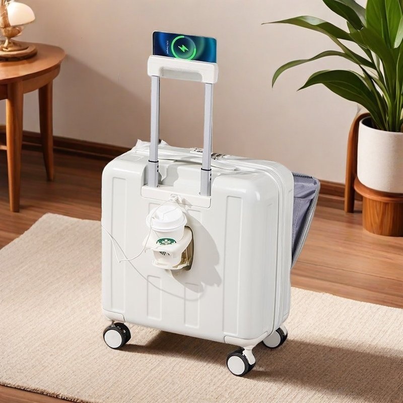 USB캐리어 충전 전면개방 초소형 노트북가방 43cm 음료거치대 기내용 여행출장 스마트 - 상세 이미지 4