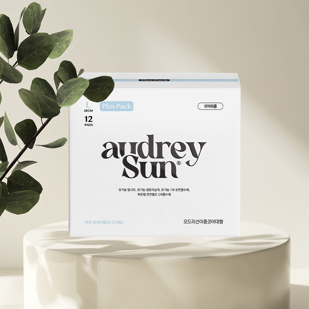 오드리선 더블코어 유기농 순면 생리대 TCF 비건 대형(12pcs)