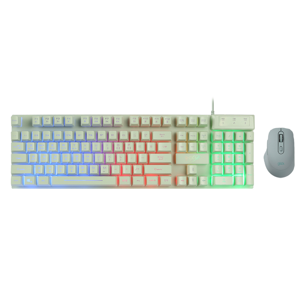 지클릭커 GMK-3000 LED 유선 풀배열 키보드 무선마우스 세트 핑크 - 상세 이미지 3