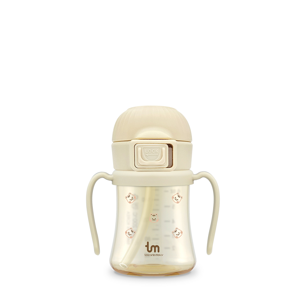 [토비앤몰리] 아기 유아 어린이집 원터치락 이유식 자기주도 빨대컵 돗람이 바닐라 180ml 280ml