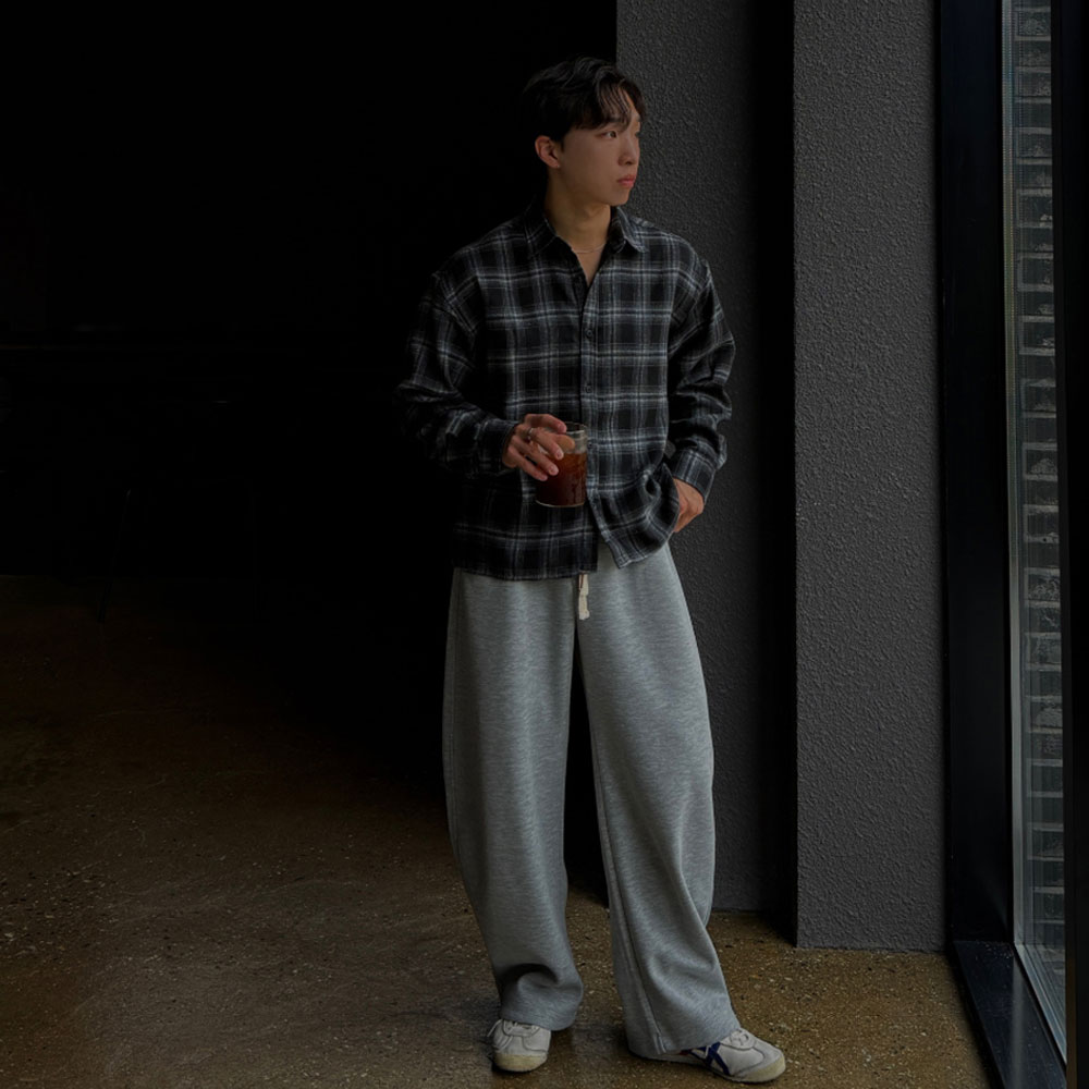 아웃핏 남자 체크셔츠 오버핏 캐주얼 남방 크롭핏 레이어드 이미지 7