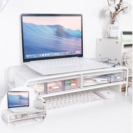 사무실책상선반 와이드형 대형 모니터받침대 2단 책상 정리 사무실