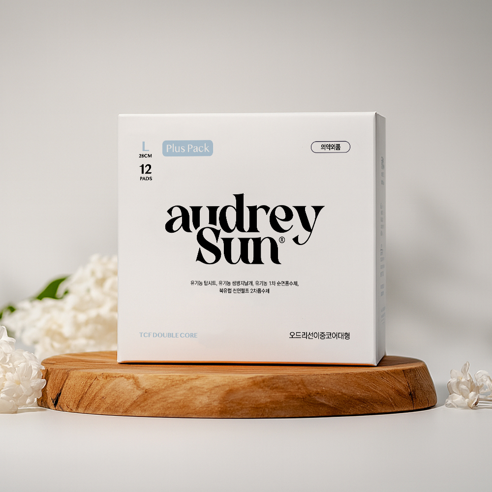 오드리선 더블코어 유기농 순면 생리대 TCF 비건 대형(12pcs)