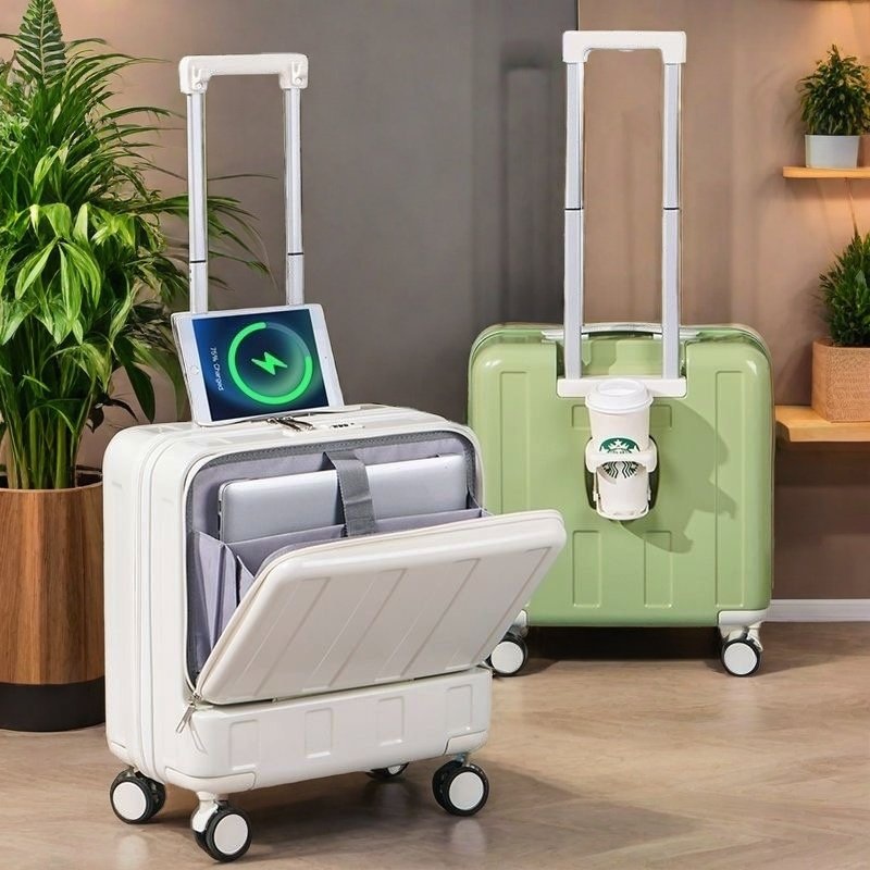 USB캐리어 충전 전면개방 초소형 노트북가방 43cm 음료거치대 기내용 여행출장 스마트 - 상품 이미지