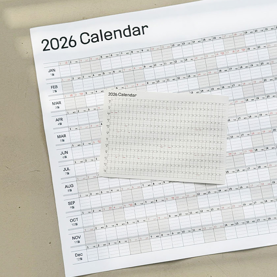2026년 한장달력 포스터 벽달력 연력 1년 연간계획표 낱장 월 캘린더 A1 대형, 1개 - 상세 이미지 2