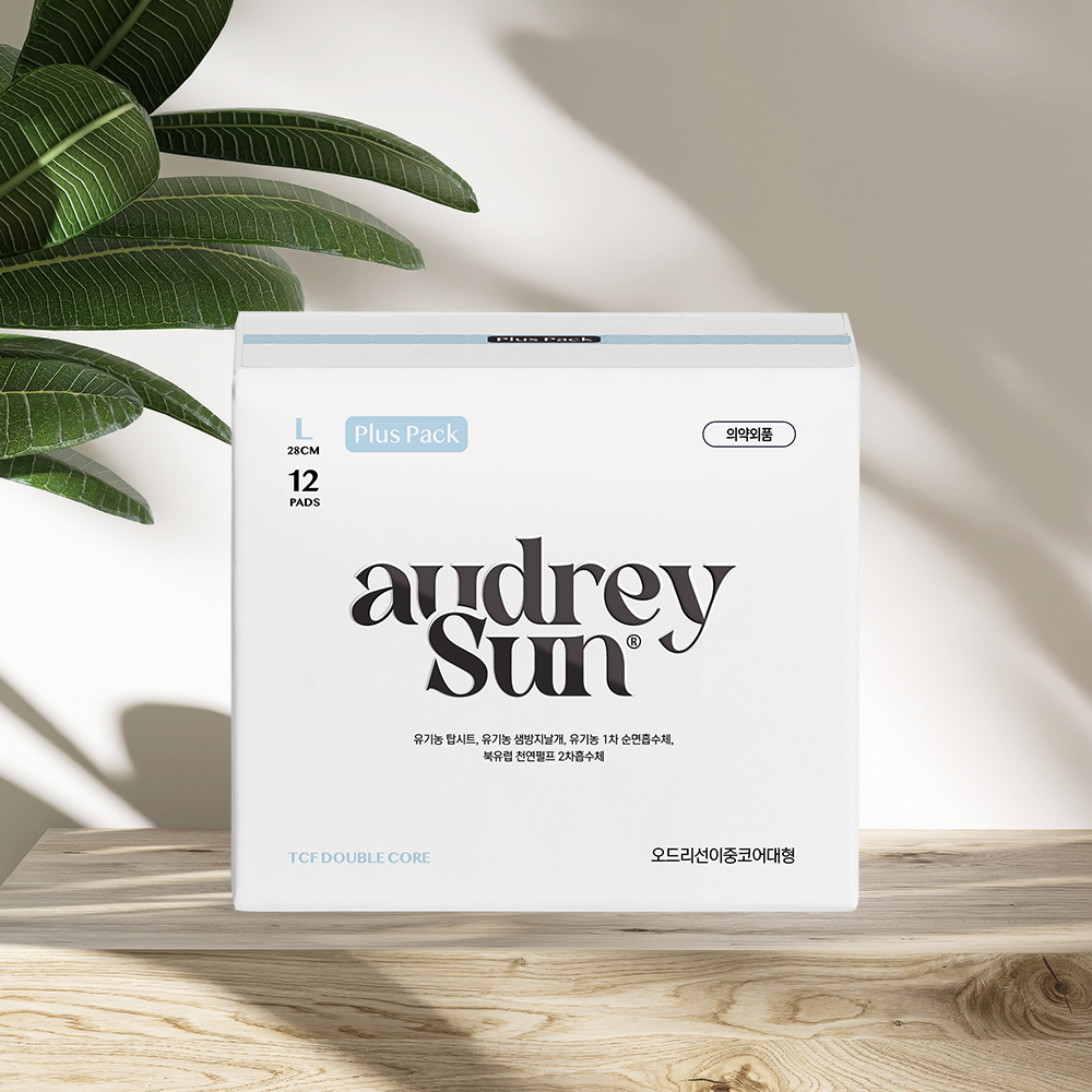 오드리선 더블코어 유기농 순면 생리대 TCF 비건 대형(12pcs)