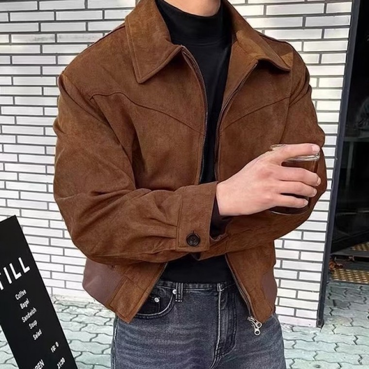 남성 캐주얼 스웨이드 베이직 블루종 자켓 - 상품 이미지