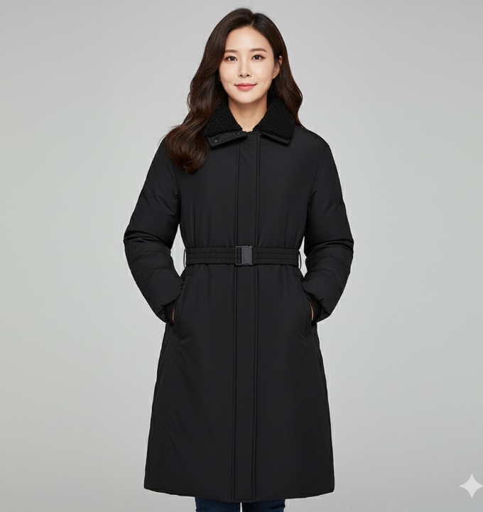 블랙야크 여성 겨울 벨트형 롱코트 아웃도어 퍼카라 롱패딩 다운점퍼 - 상품 이미지