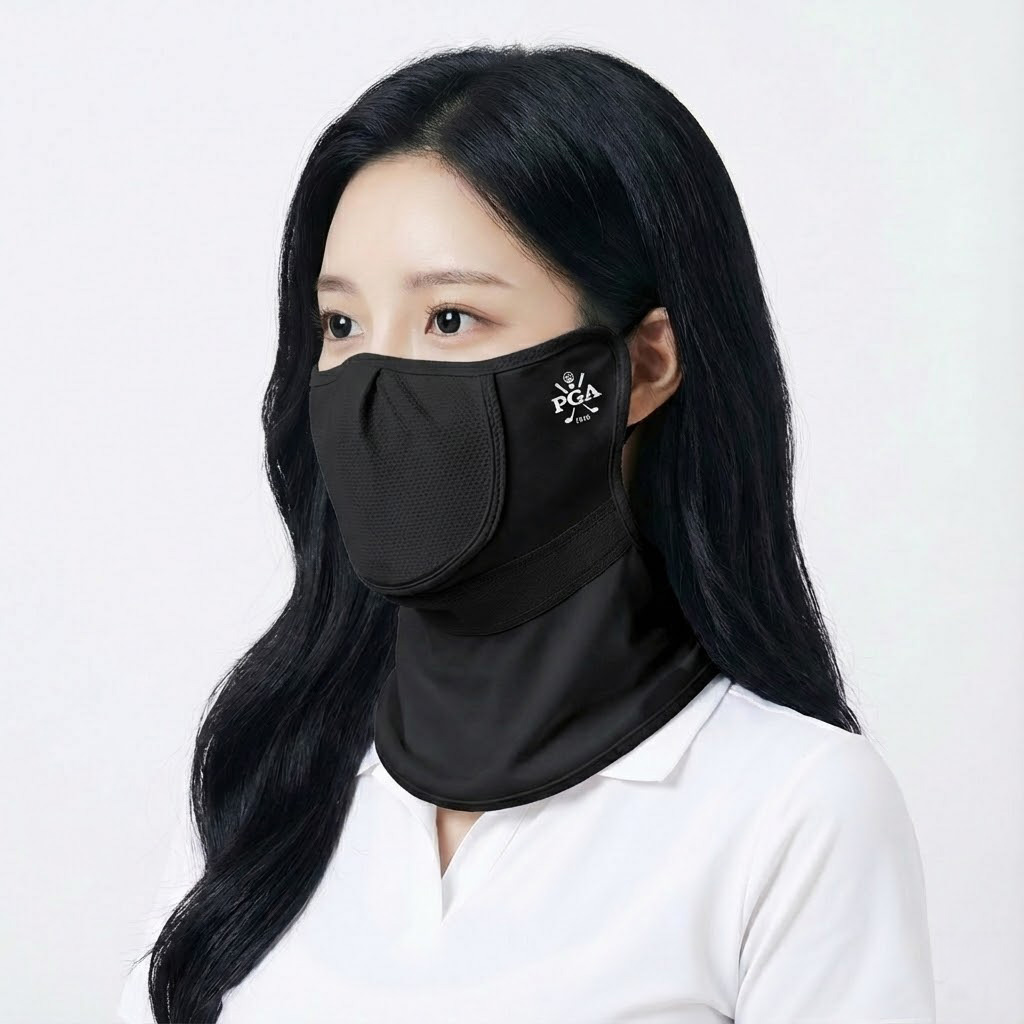 PGA 103 골프 마스크 남녀공용 덮개형 UV차단 자외선차단 파크골프 블랙 - 상품 이미지