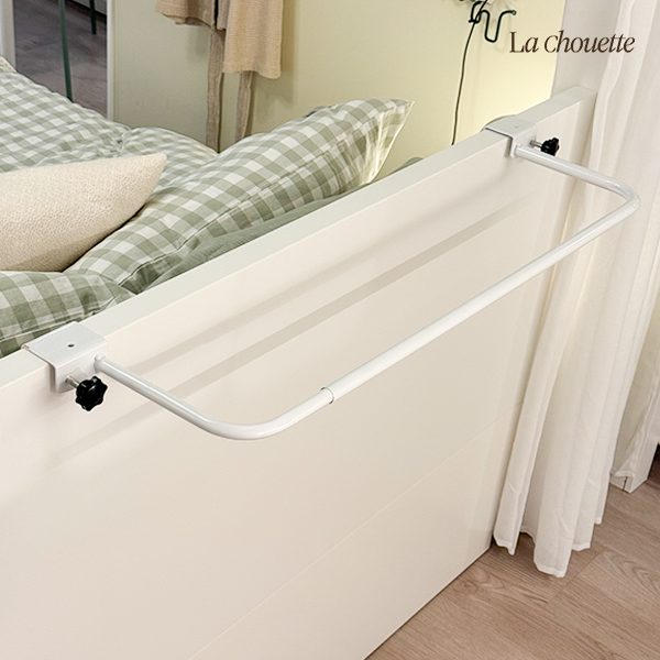 라슈에뜨 무타공 공간활용 길이조절 침대 걸이형 행거 원룸 기숙사 다용도 옷걸이 퓨어화이트