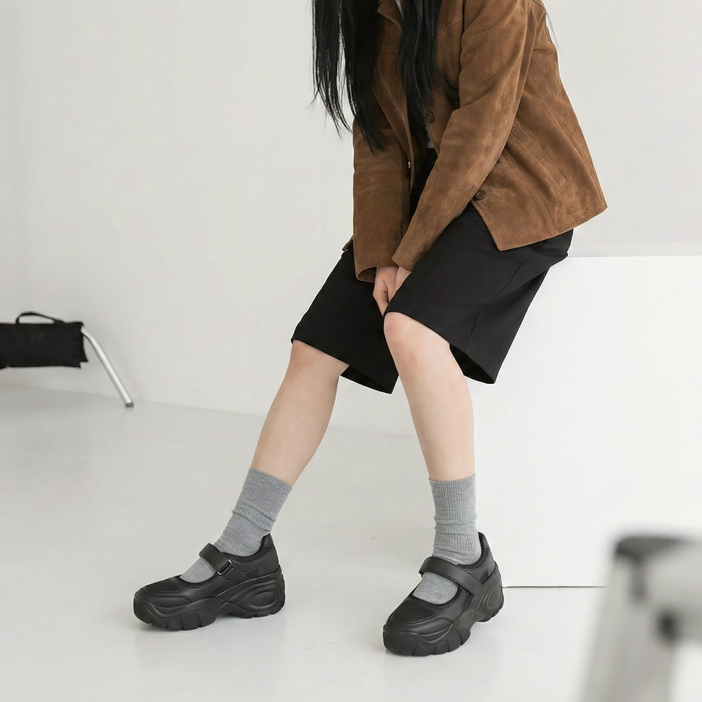 루루 7cm 여자 여성 키높이 메리제인 운동화 발편한 통굽 굽높은 스니커즈 신발 스탠딩화 - 상세 이미지 2