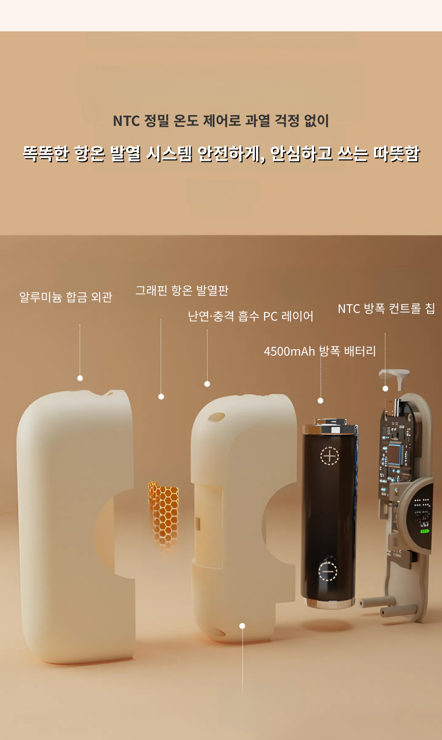 [시크벨 ]충전식 휴대용 손난로 대용량배터리 4500mAh 2개 이미지 7