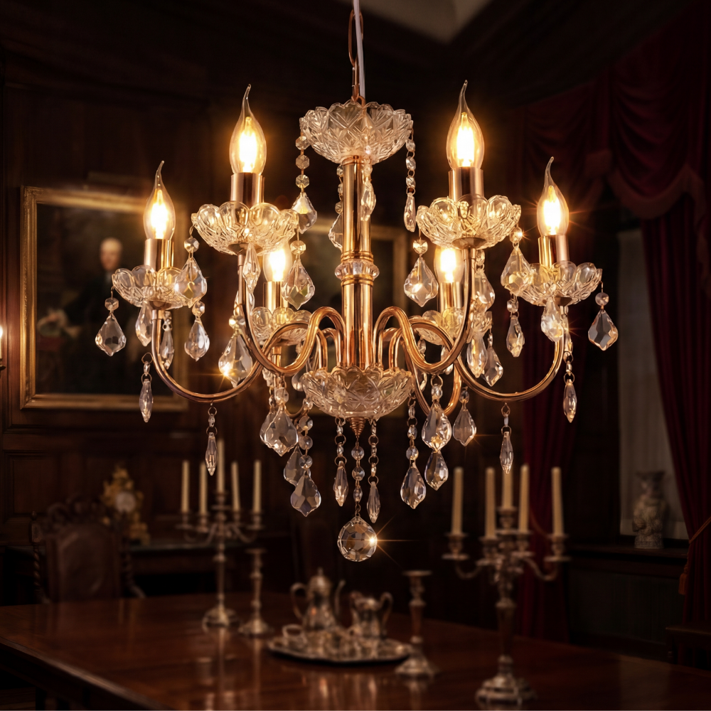 엘레강스 샹들리에 6등 500 골드 샹제리제 북유럽 크리스탈 거실조명