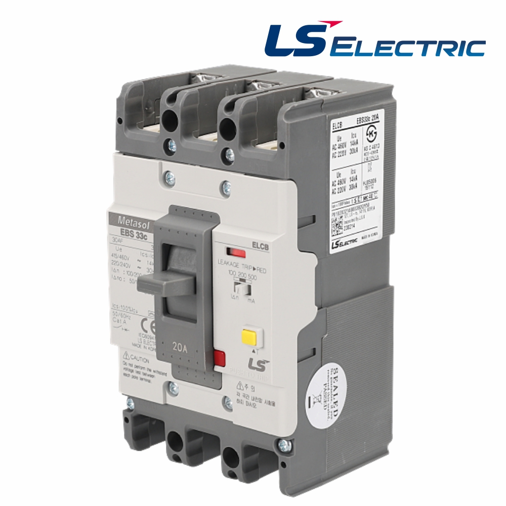 LS 산업용 누전차단기 ELCB EBS 33C 3P 20A 30kA LS일렉트릭 - 상품 이미지