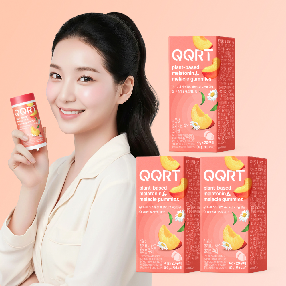 QQRT 식물성 멜라토닌 2mg 효과 젤리 미국 멜라토닌 복숭아맛 멜라클구미 20정 3박스 - 상품 이미지