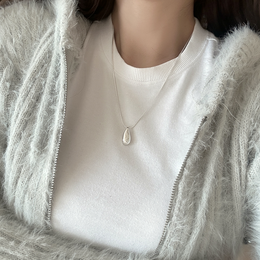 물방울 볼드 드롭 롱 목걸이 데일리 오피스룩 심플 하객코디 - 상세 이미지 3