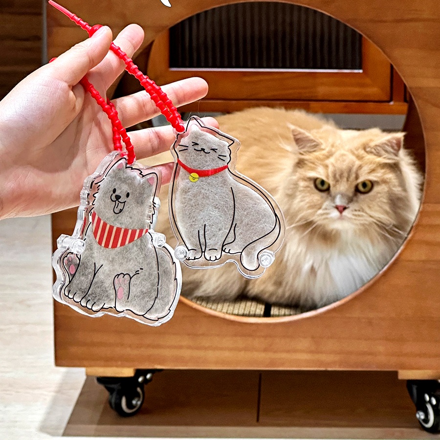 고양이 털 보관 강아지 투명 메모리얼 캡슐 펜던트 키링 반려동물 추억 기념 DIY 고양이 - 상세 이미지 2