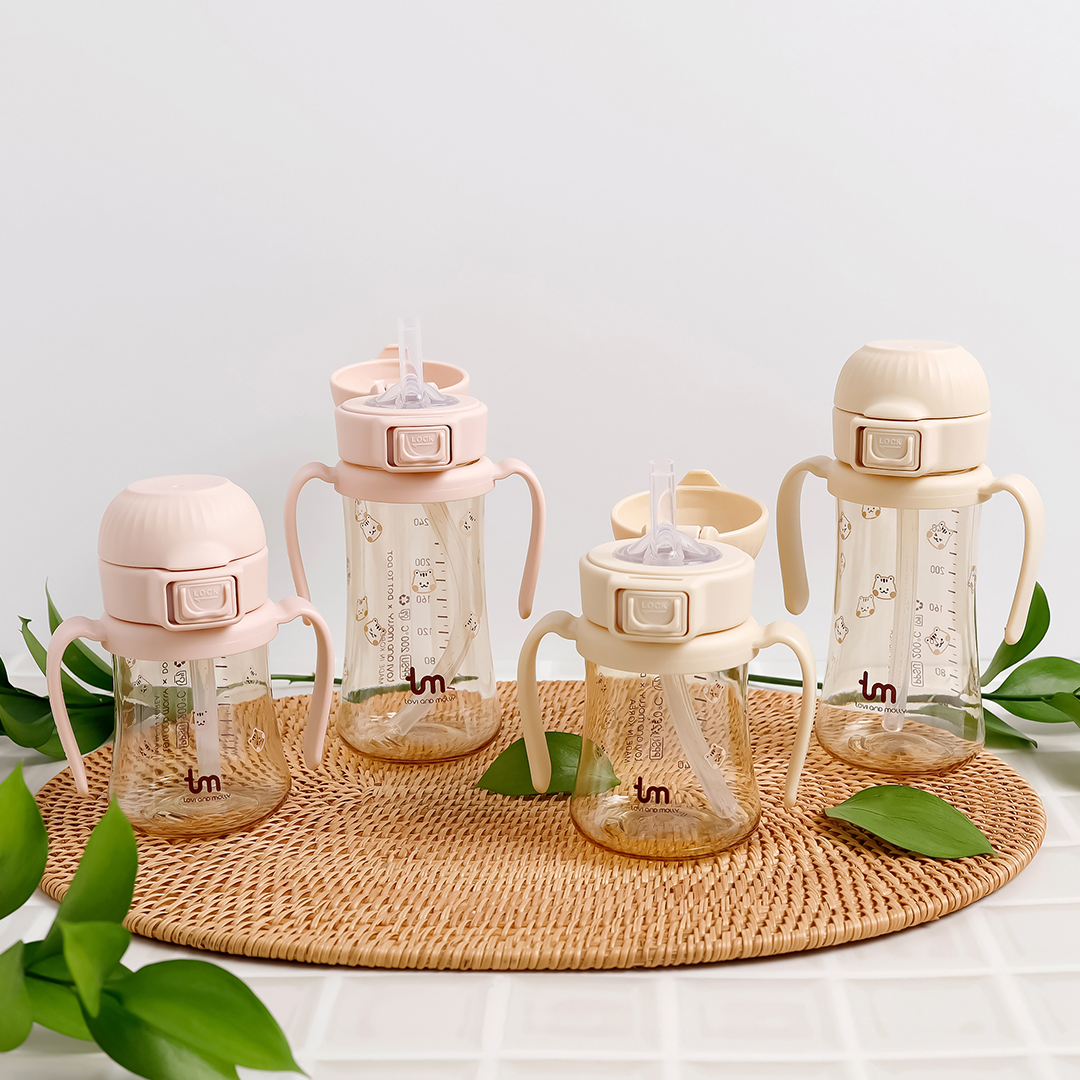 [토비앤몰리] 아기 유아 어린이집 원터치락 이유식 자기주도 빨대컵 돗람이 바닐라 180ml 280ml