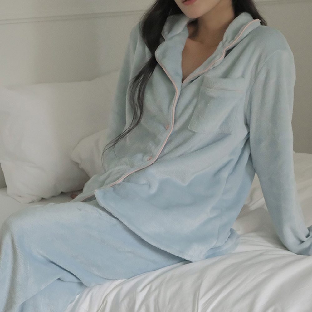 포근 긴팔 극세사 수면잠옷 파자마 세트 - 상세 이미지 4
