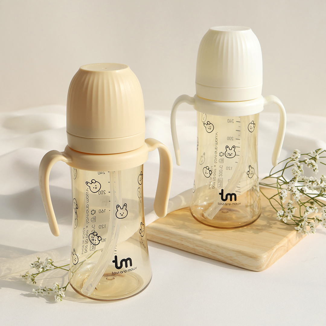 [토비앤몰리] 새지않는 아기 유아 물컵 이유식 자기주도 빨대컵 돗바니 바닐라 180ml 280ml