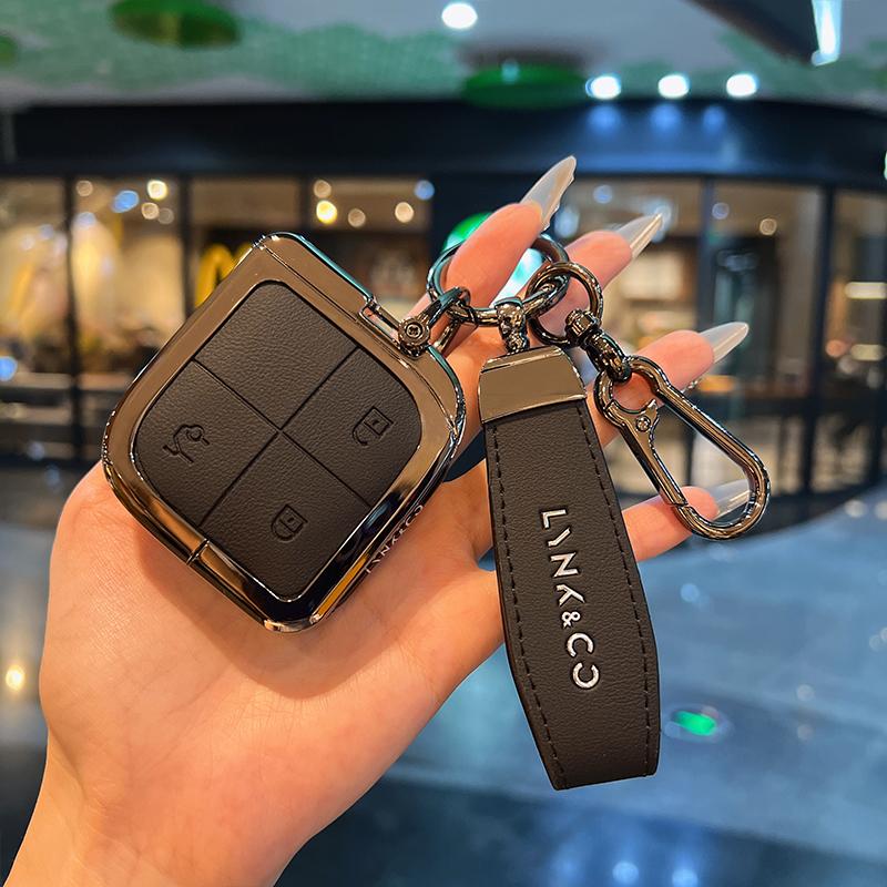 2023 Lynk & Co 08 키 커버 차량용 그라데이션 메탈 버클 고급 블랙+라운드 링 버클 - 상세 이미지 5