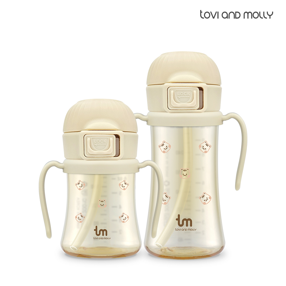[토비앤몰리] 아기 유아 어린이집 원터치락 이유식 자기주도 빨대컵 돗람이 바닐라 180ml 280ml