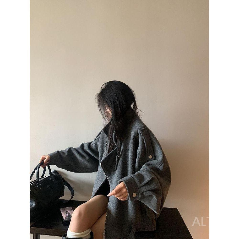 여성 모직 코트 숏코트 가을 그레이 겨울 오버핏 - 상세 이미지 2
