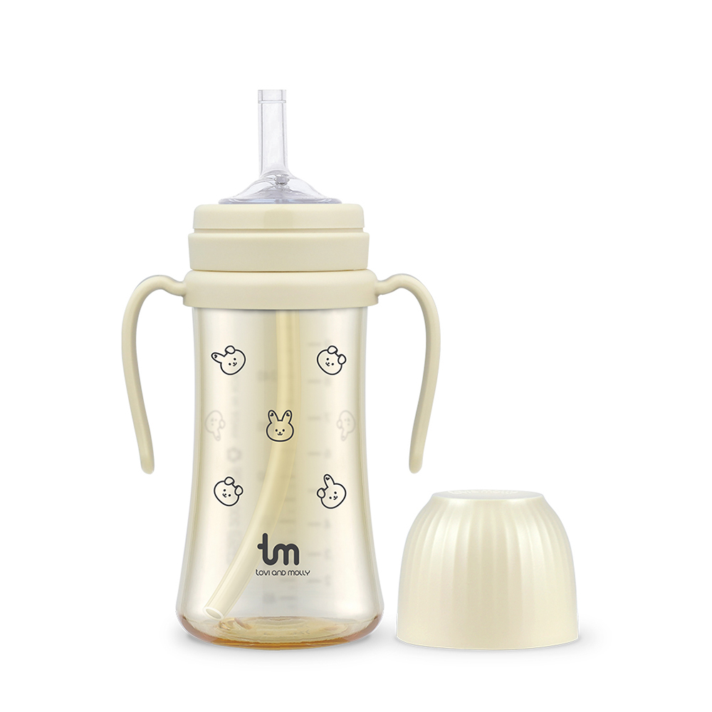 [토비앤몰리] 새지않는 아기 유아 물컵 이유식 자기주도 빨대컵 돗바니 바닐라 180ml 280ml