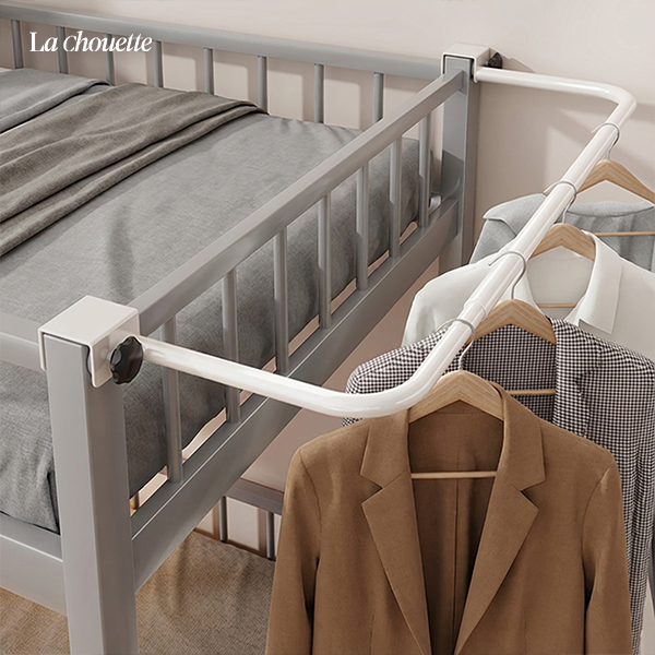 라슈에뜨 무타공 공간활용 길이조절 침대 걸이형 행거 원룸 기숙사 다용도 옷걸이 퓨어화이트