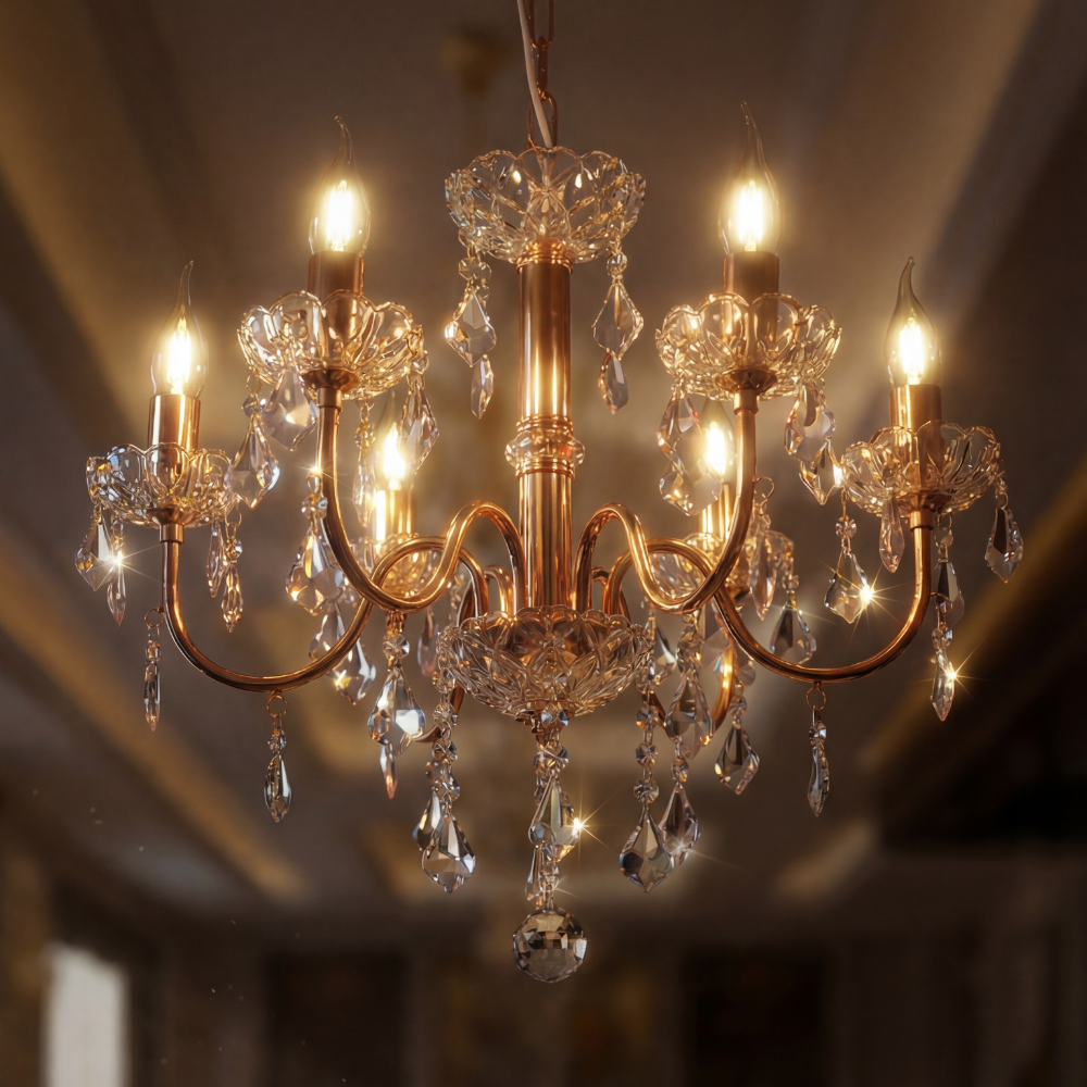 엘레강스 샹들리에 6등 500 골드 샹제리제 북유럽 크리스탈 거실조명