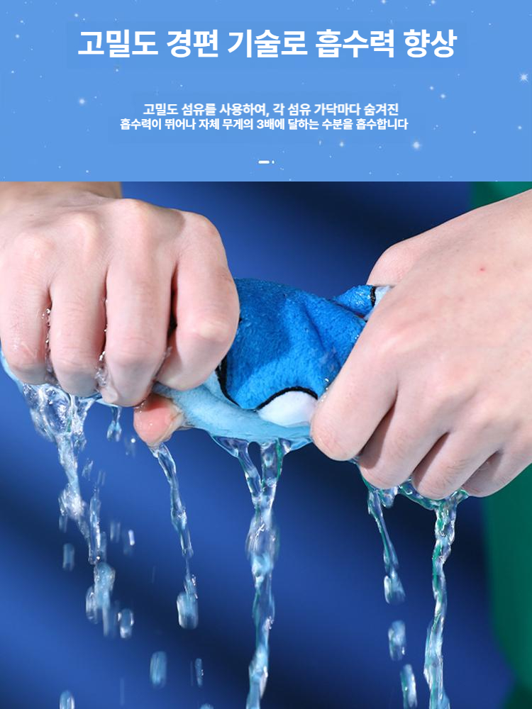 도라에몽 손수건 주방욕실용 걸이형 흡수타월 귀여운 캐릭터수건 블루 1개 - 상세 이미지 5