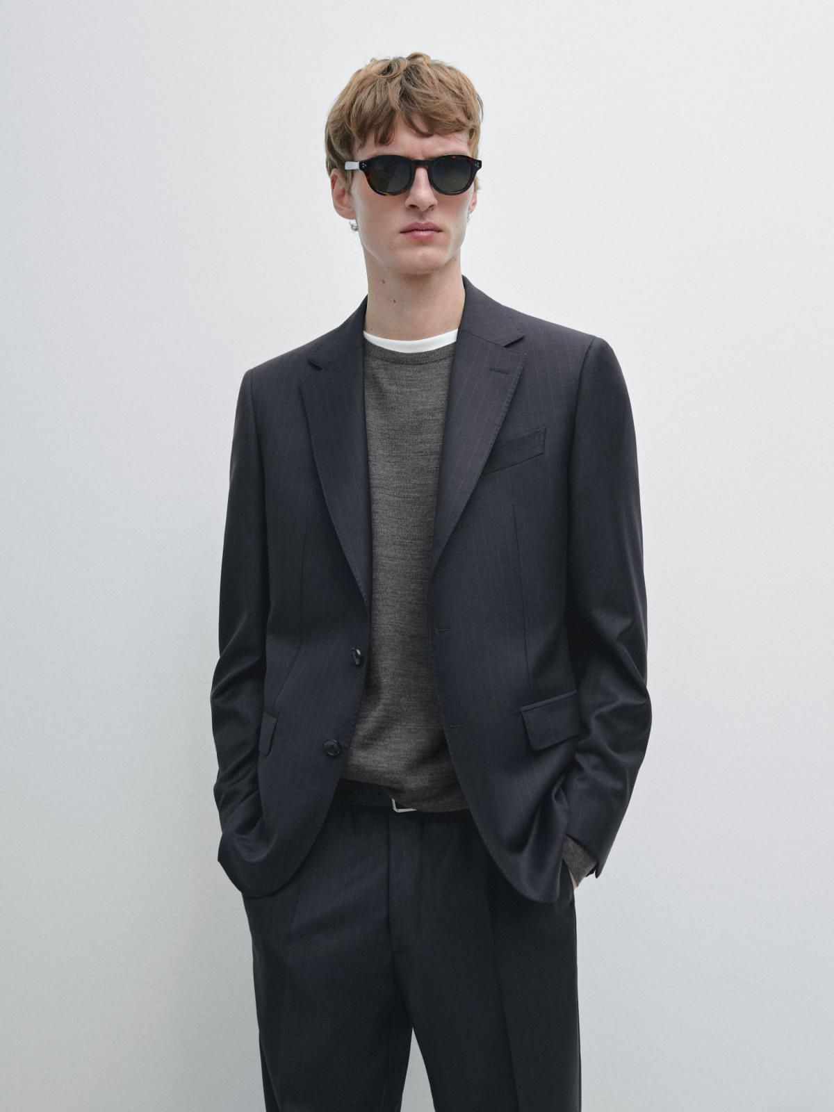 마시모두띠 프리미엄 울 스트라이프 블레이저 3510/508 NAVY BLUE - 상세 이미지 3