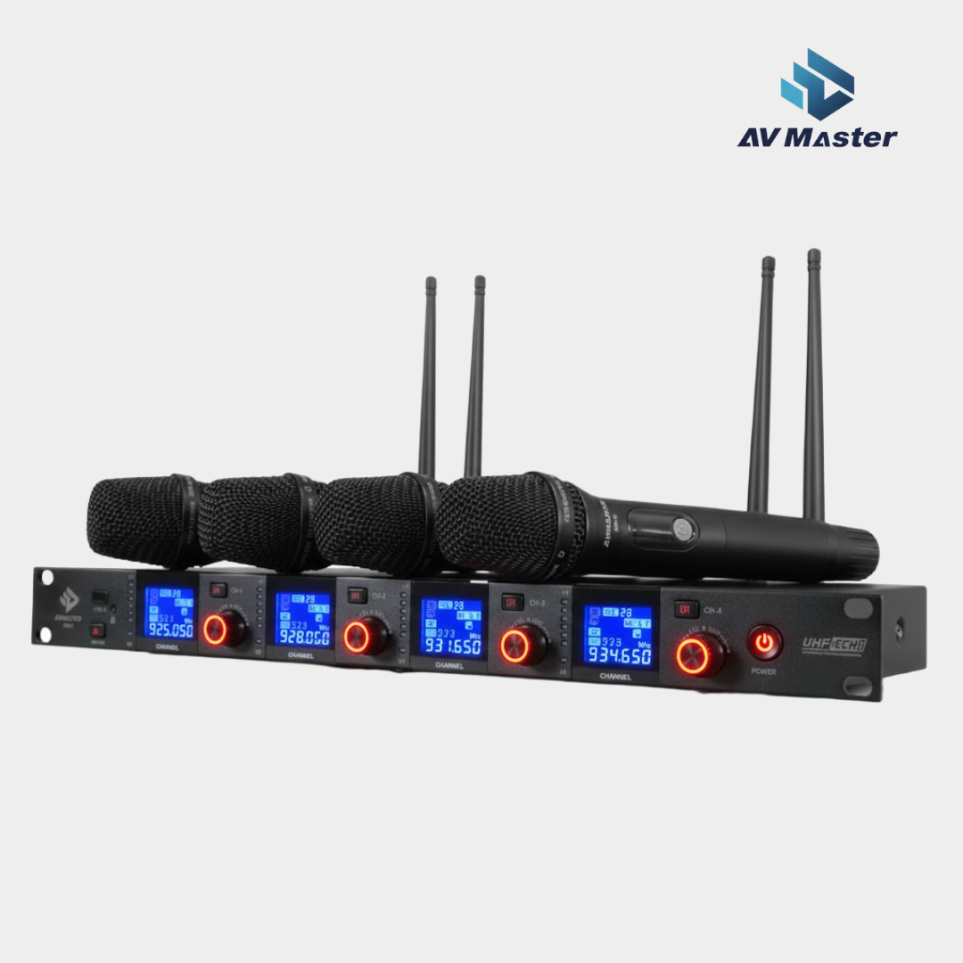 AVMaster 4채널 무선마이크 SMC-9004 전문가용 교회찬양팀 버스킹 (핸드4개) 이미지 2