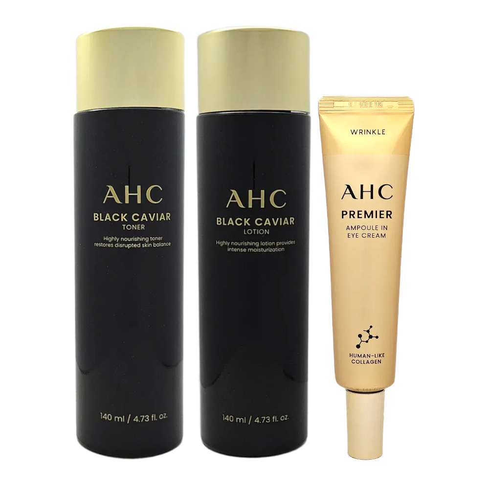 AHC 블랙캐비어로션 토너 기초 2종+프리미어앰플인아이크림 35ml - 상품 이미지