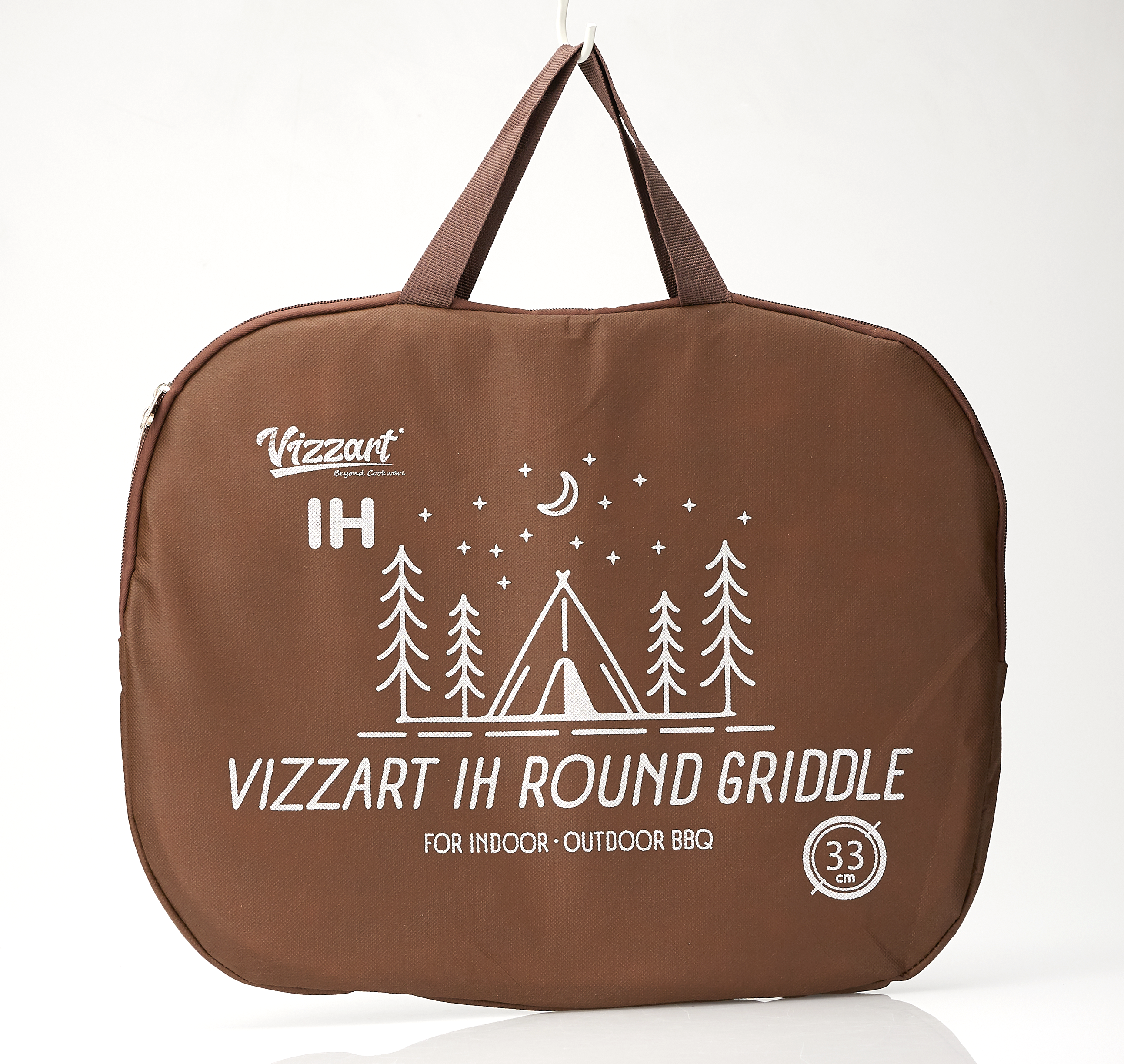 비자트 세라믹 인덕션 캠핑 그리들 국산 바베큐 불판 캠핑용품 가방포함 33cm 아이보리